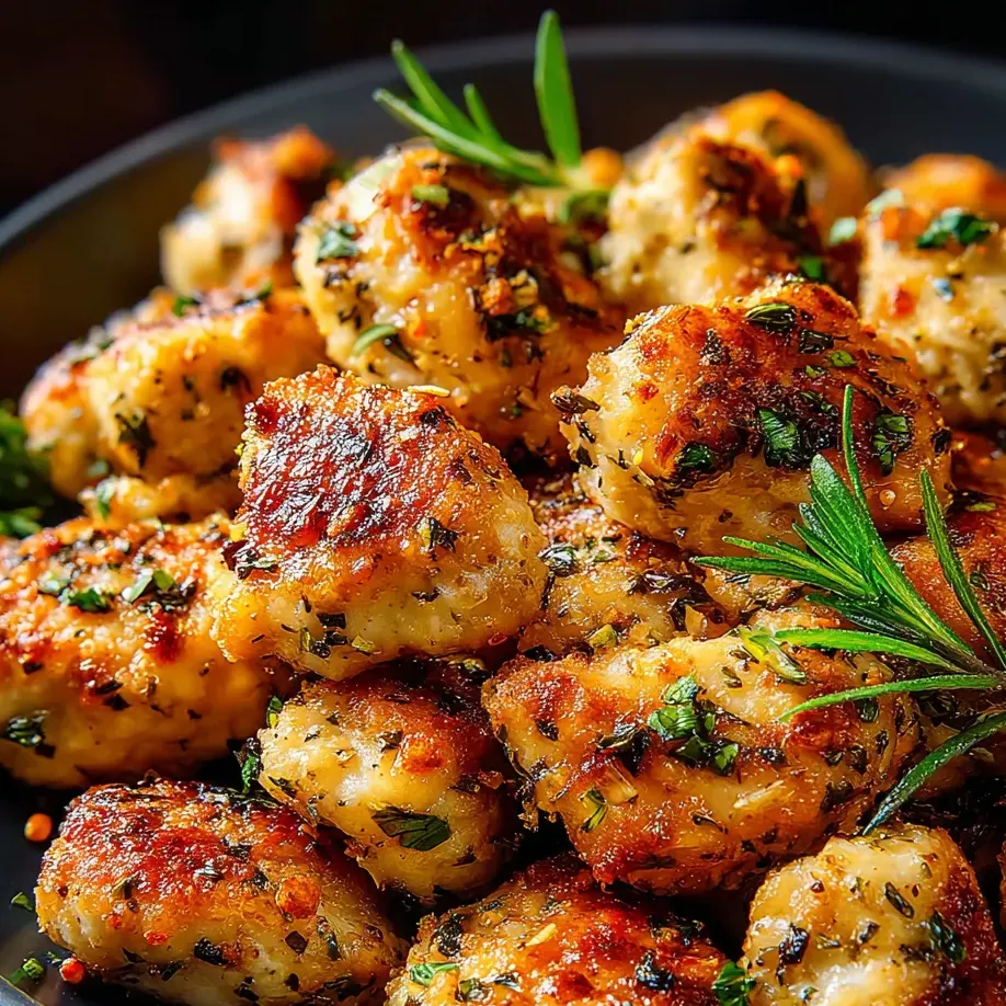 Eine Schale mit Hähnchen, Kräutern und Gewürzen.