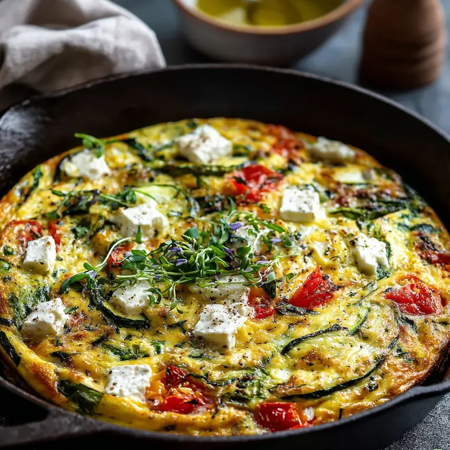 Ein Omelett mit Gemuese, Kaese und Tomaten.