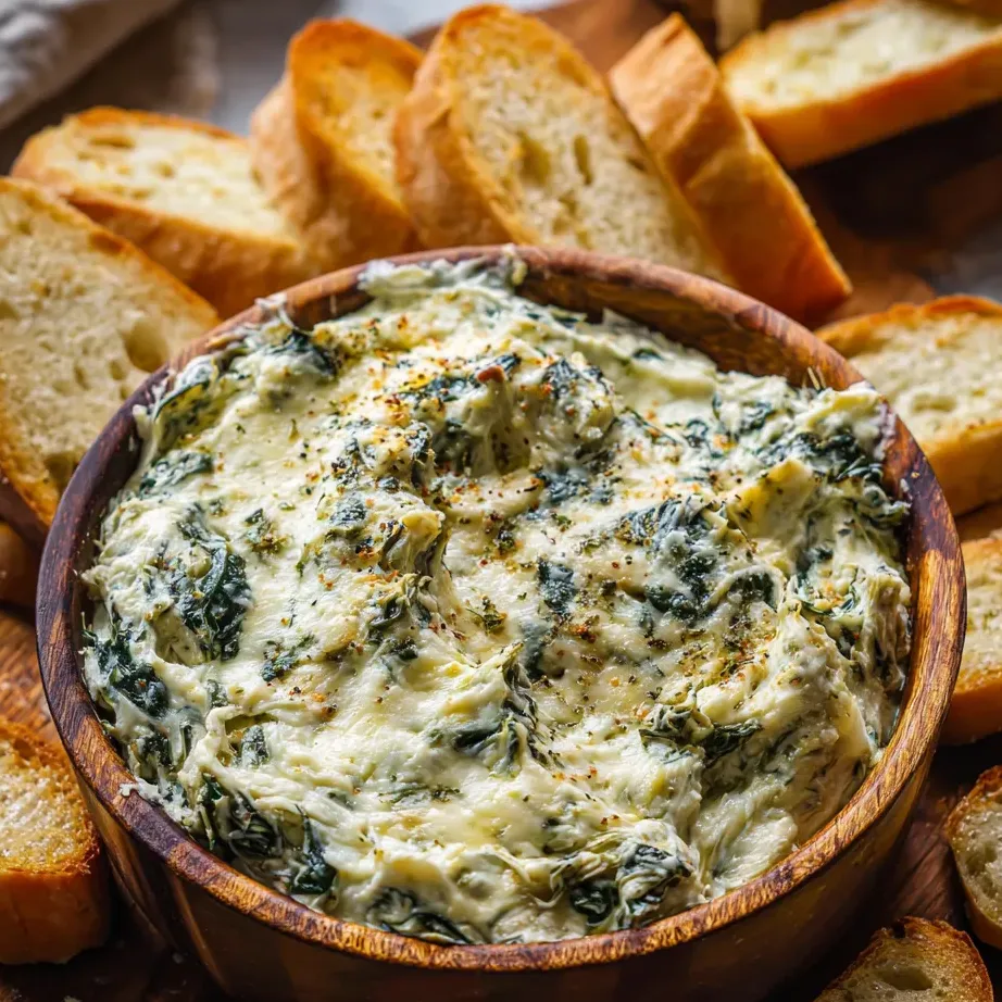 Eine Schale Dip mit Brot.