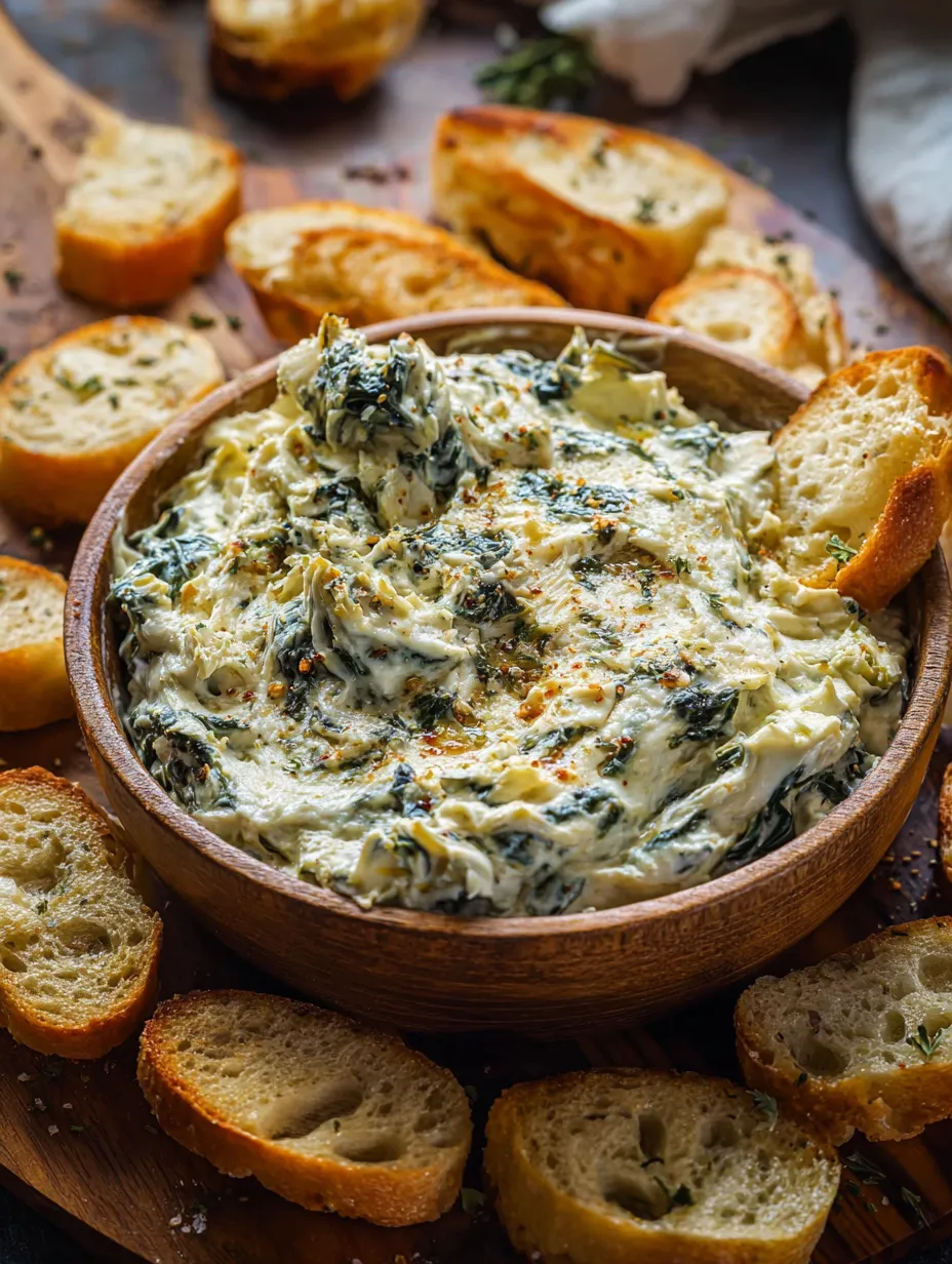 Schale mit Dip, dazu Brot und Gemüse.