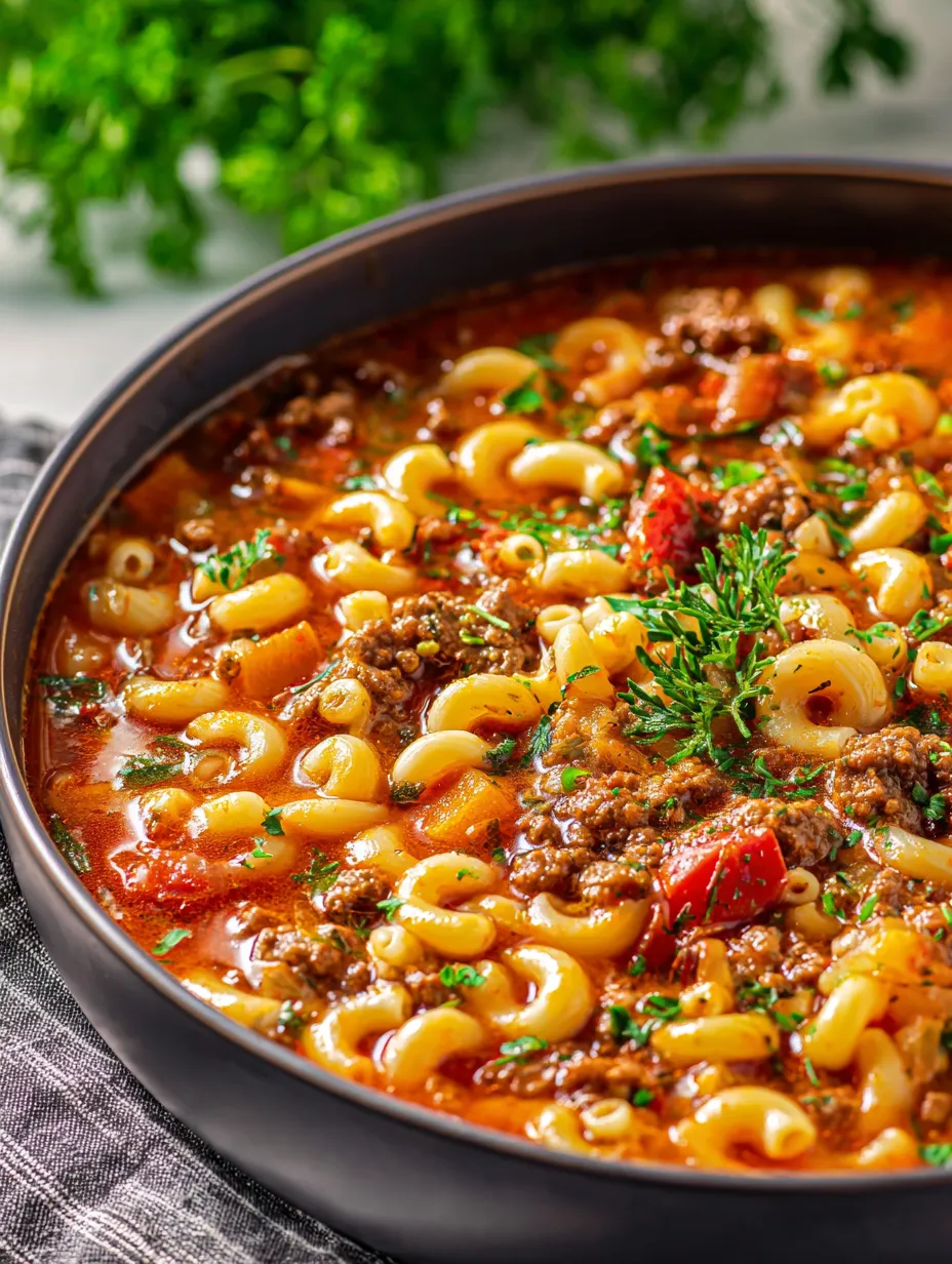 Eine Schüssel Pasta mit Fleisch und Gemüse.