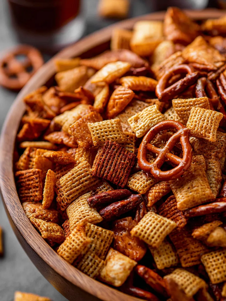 Bunte Chips in einer Schale, mittig eine Brezel.