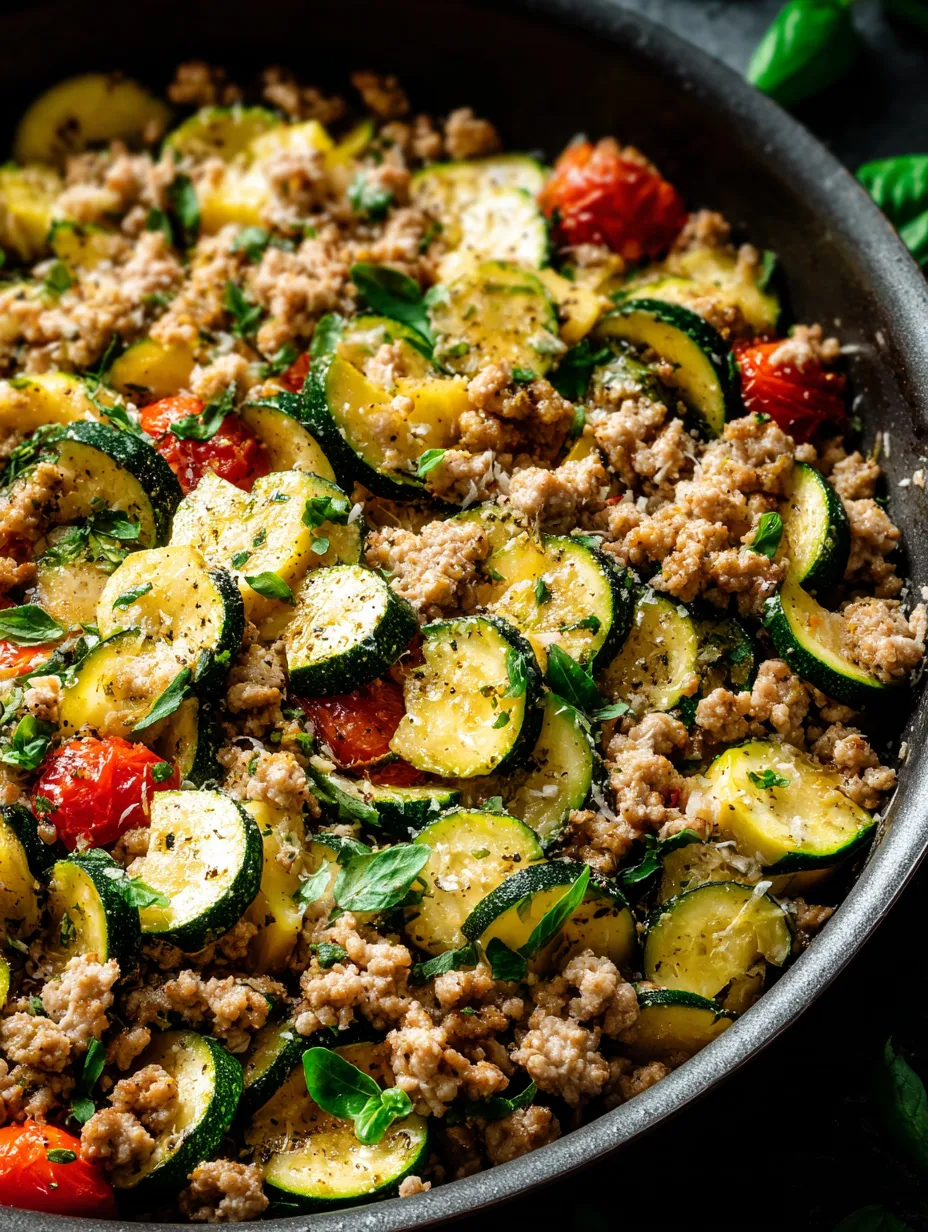 Eine Schüssel mit Zucchini, Tomaten und Reis.