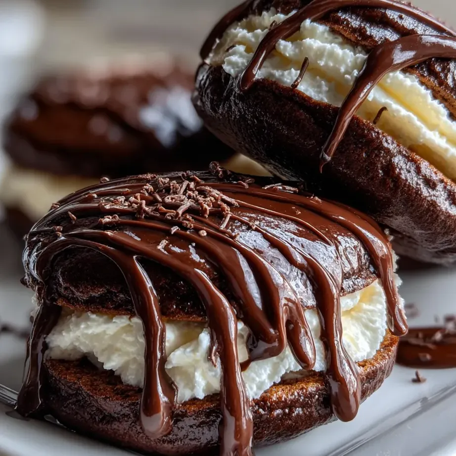 Schoko- und Vanilleglasur auf einem Donut.