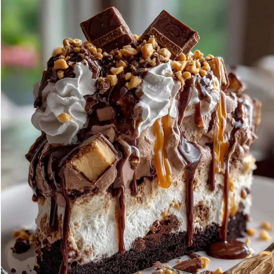 Schokokuchenstück mit Karamellguss.