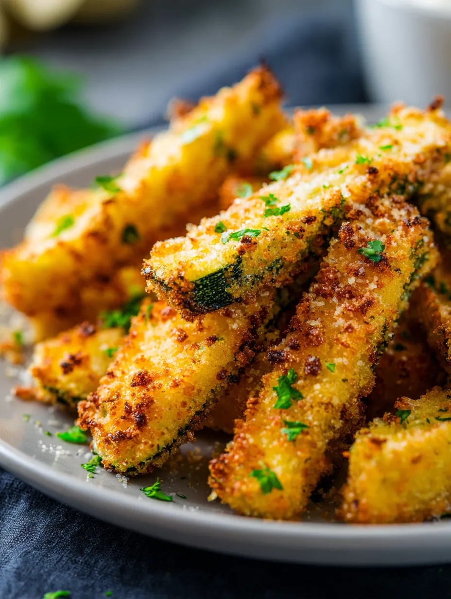Ein Plate mit Zucchini-Streifen, die mit Parmesan und Zwiebeln garniert sind.