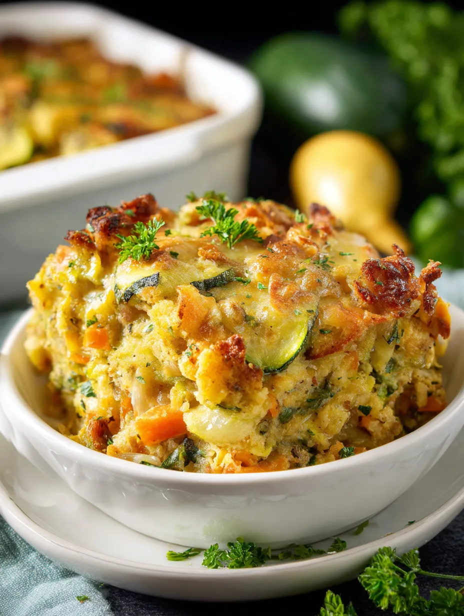 Ein weißer Teller mit einer Zucchini-Kruste und Kartoffeln.