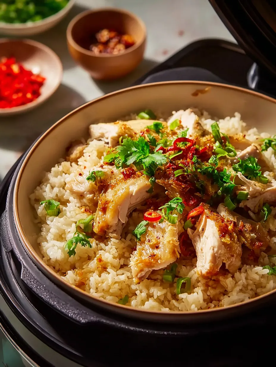 Ein Schalen mit Rice und Chicken.