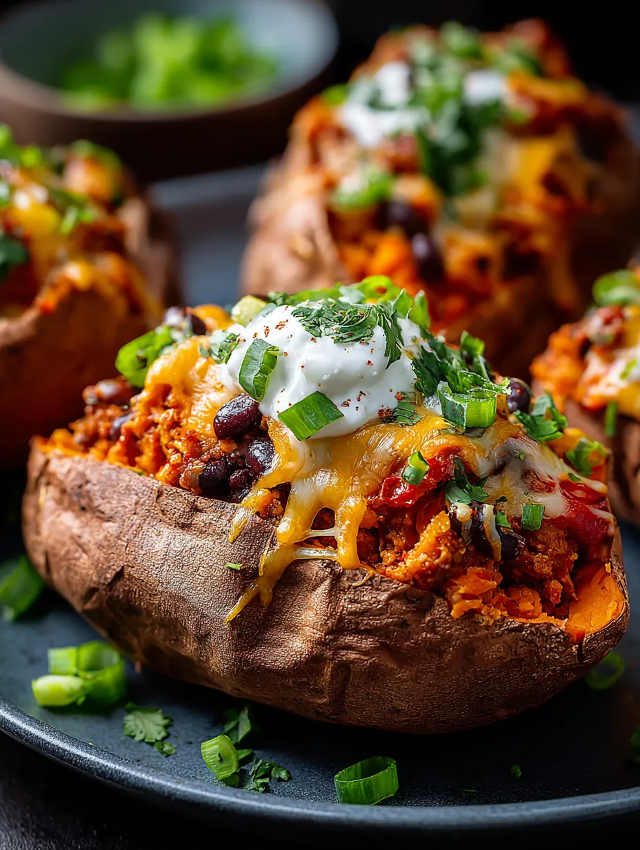 Ein gegrilltes Potatoes mit Käse, Tomaten, Paprika und Zwiebeln.