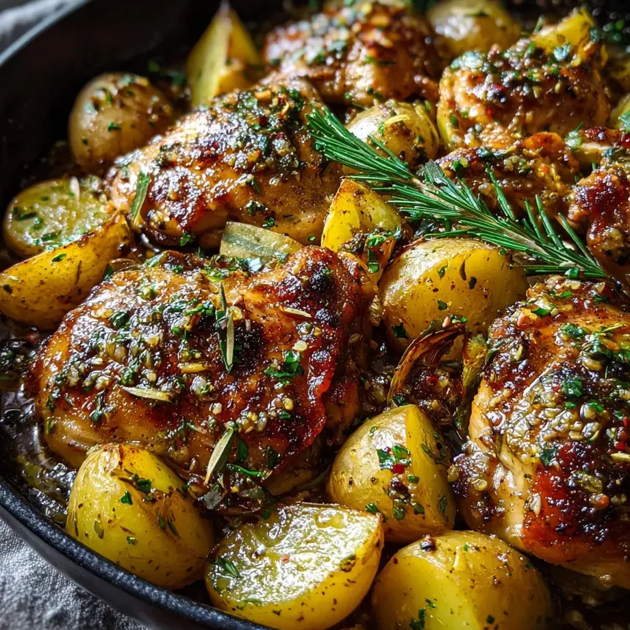 Ein Schalen mit gegrilltem Fleisch und Gemüse, darunter Kartoffeln und Zwiebeln.