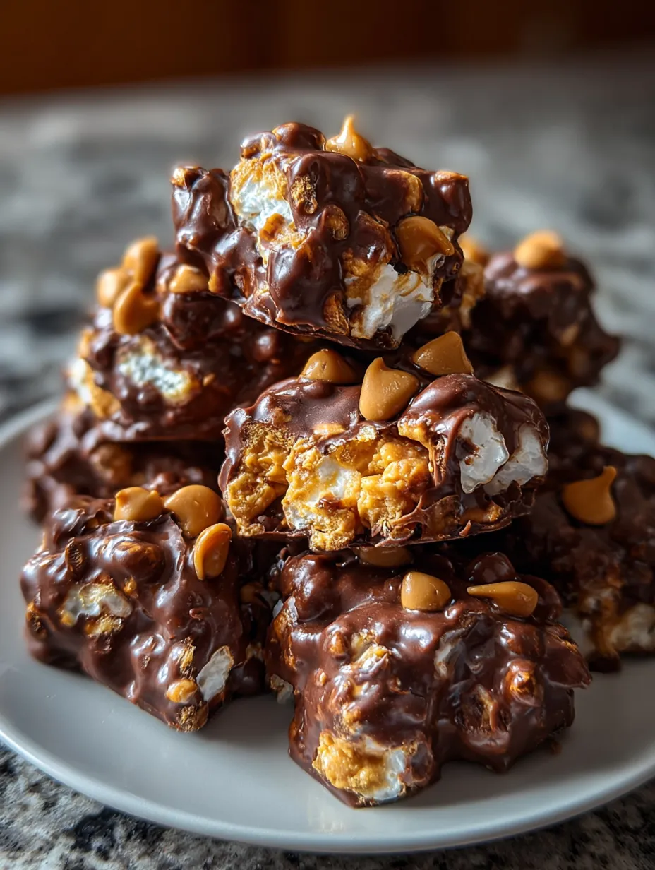 Eine Platte mit Schokoladenkugeln, die mit Nüssen und Marshmallows garniert sind.