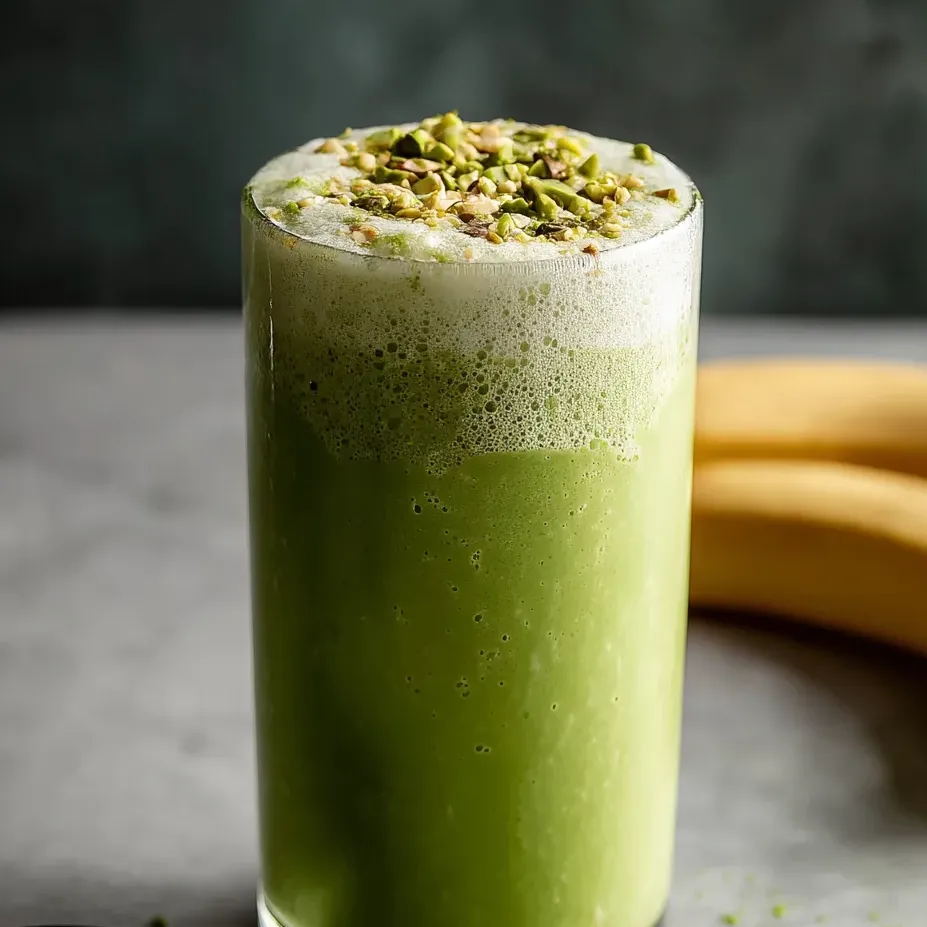Ein Glas mit einer Mischung aus Bananen, Almondmilch und Zitrusfrüchten.