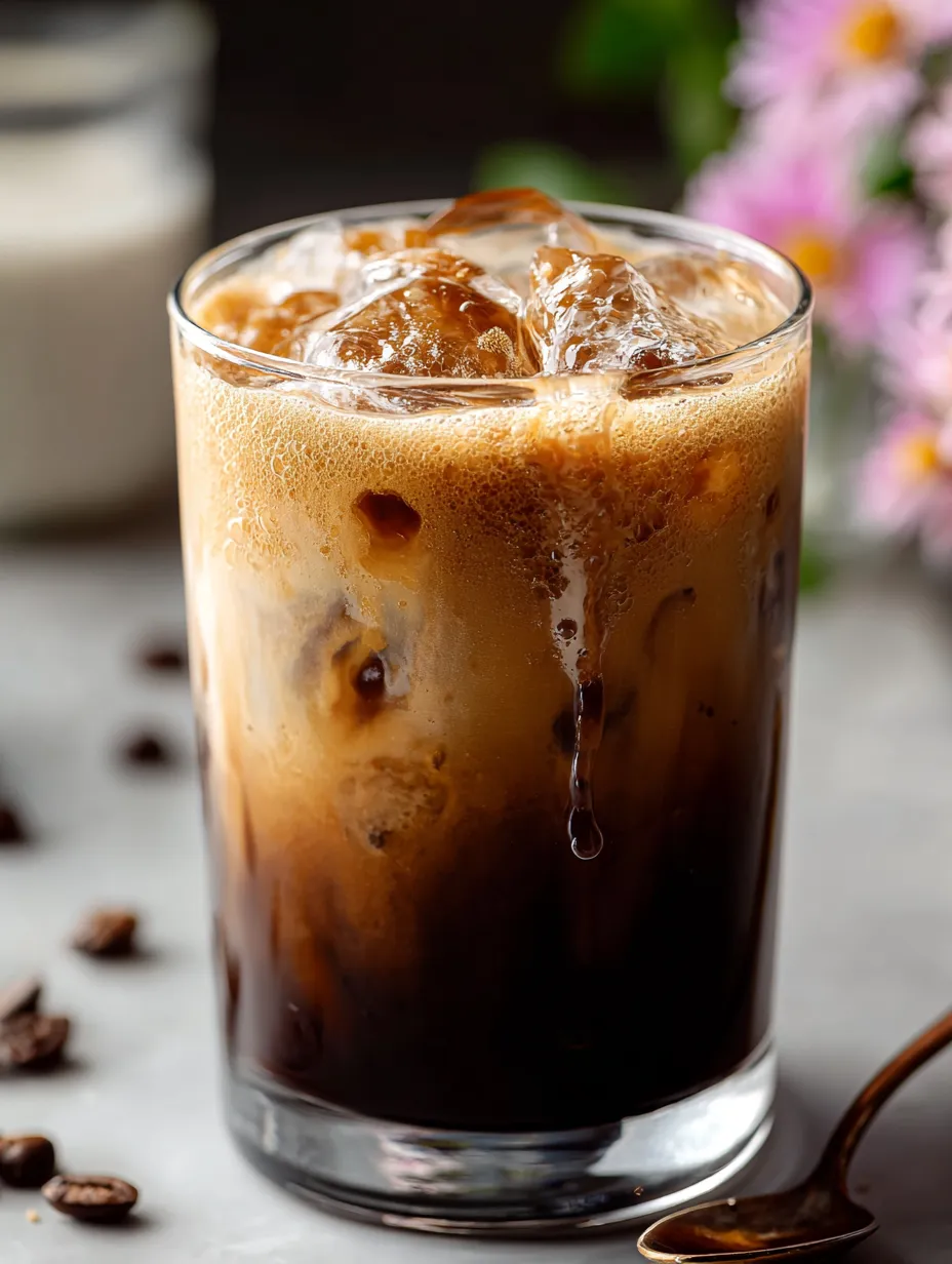 Ein Glas mit einer Mischung aus Kaffee, Milch und Zucker auf einem Tisch.