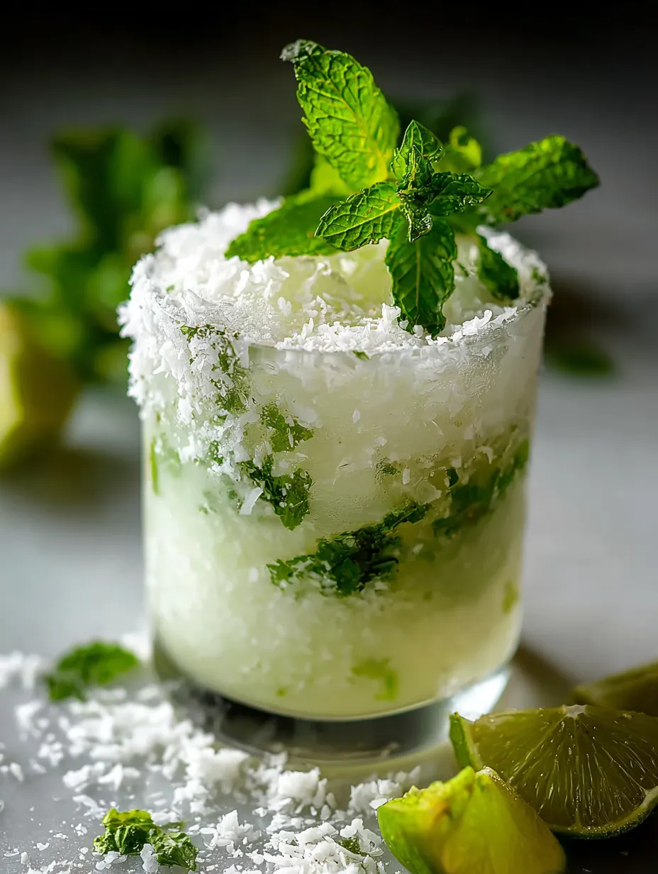 Ein Glas mit einer Mischung aus Limonade und Mint.