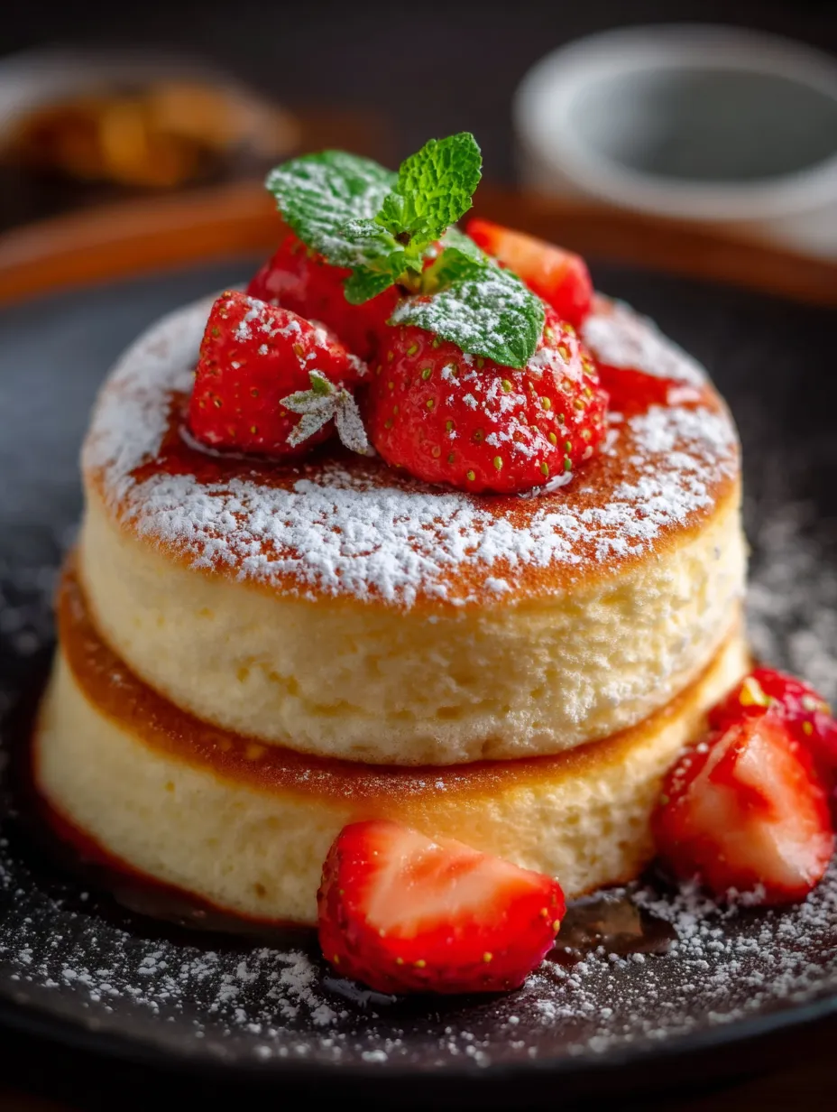 Eine Strawberry-Topping-Konfekt-Kuche mit Strawberries und Zucker auf einem Dessert-Platter.