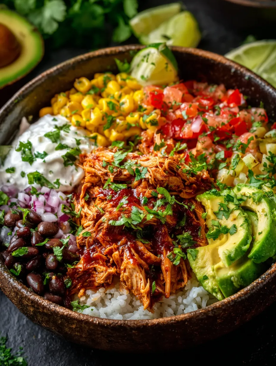 Ein großer, schwarzer Kessel mit einer Mischung aus Rice, Kartoffeln, Avocado, Tomaten, Lime, Koriander, Beans und Chicken.