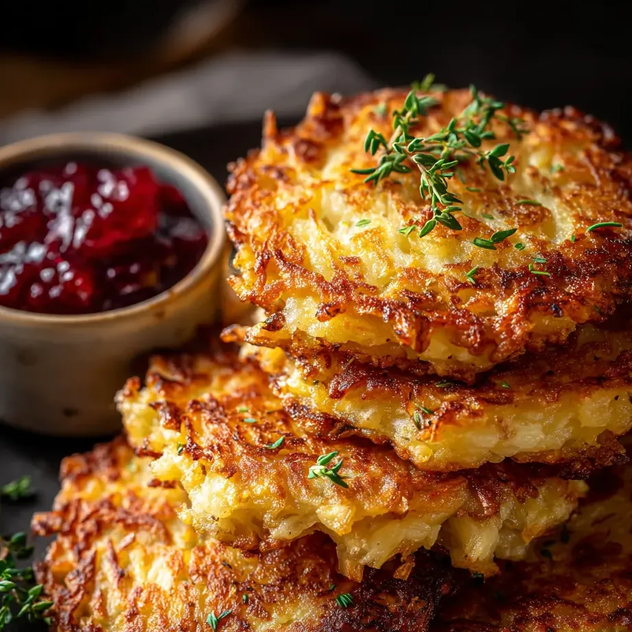 Eine Schüssel mit einer Sauce und eine Platte mit knusprigem Brot, das mit Kräutern garniert ist.