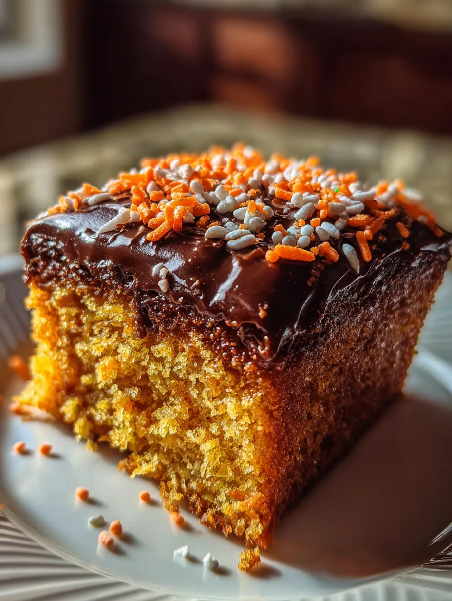 Ein Stück Kuchen mit Schokoladenglasur auf einem weißen Teller.