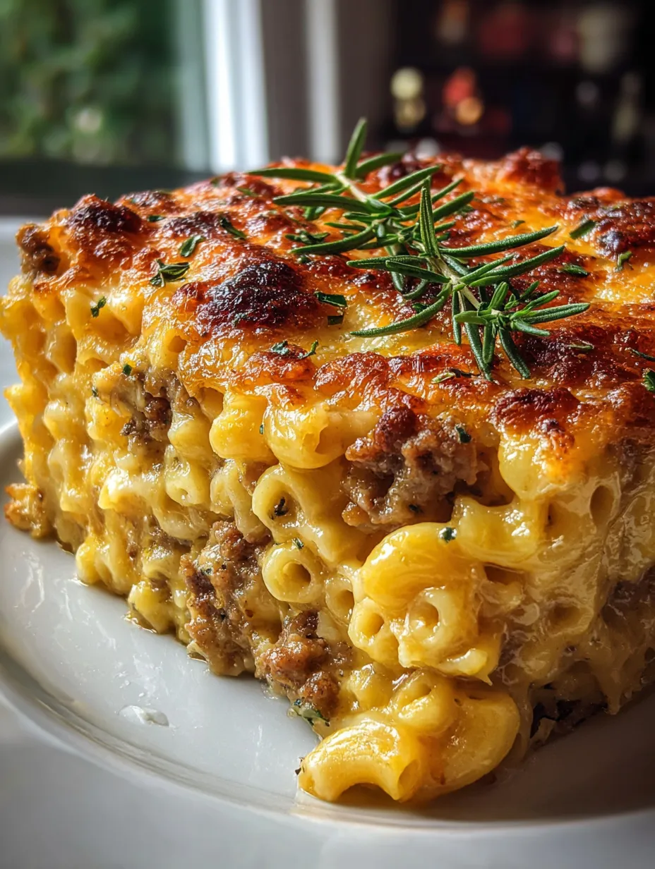 Ein großes, goldenes, mit Zwiebeln und Käse garniertes Casserole-Gericht auf einem weißen Teller.