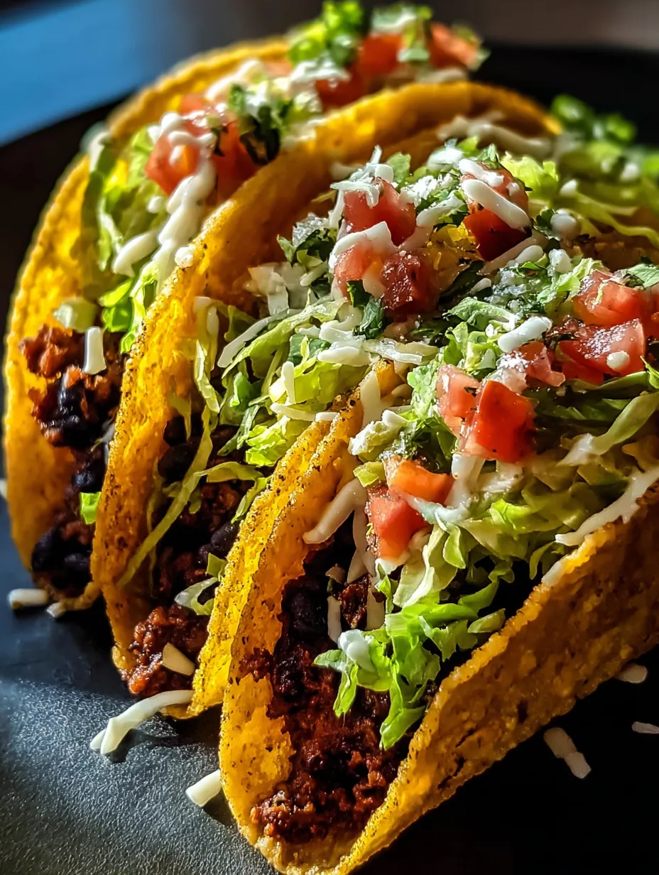 Zwei Tacos mit grünem Salat und Tomaten auf einem Teller.