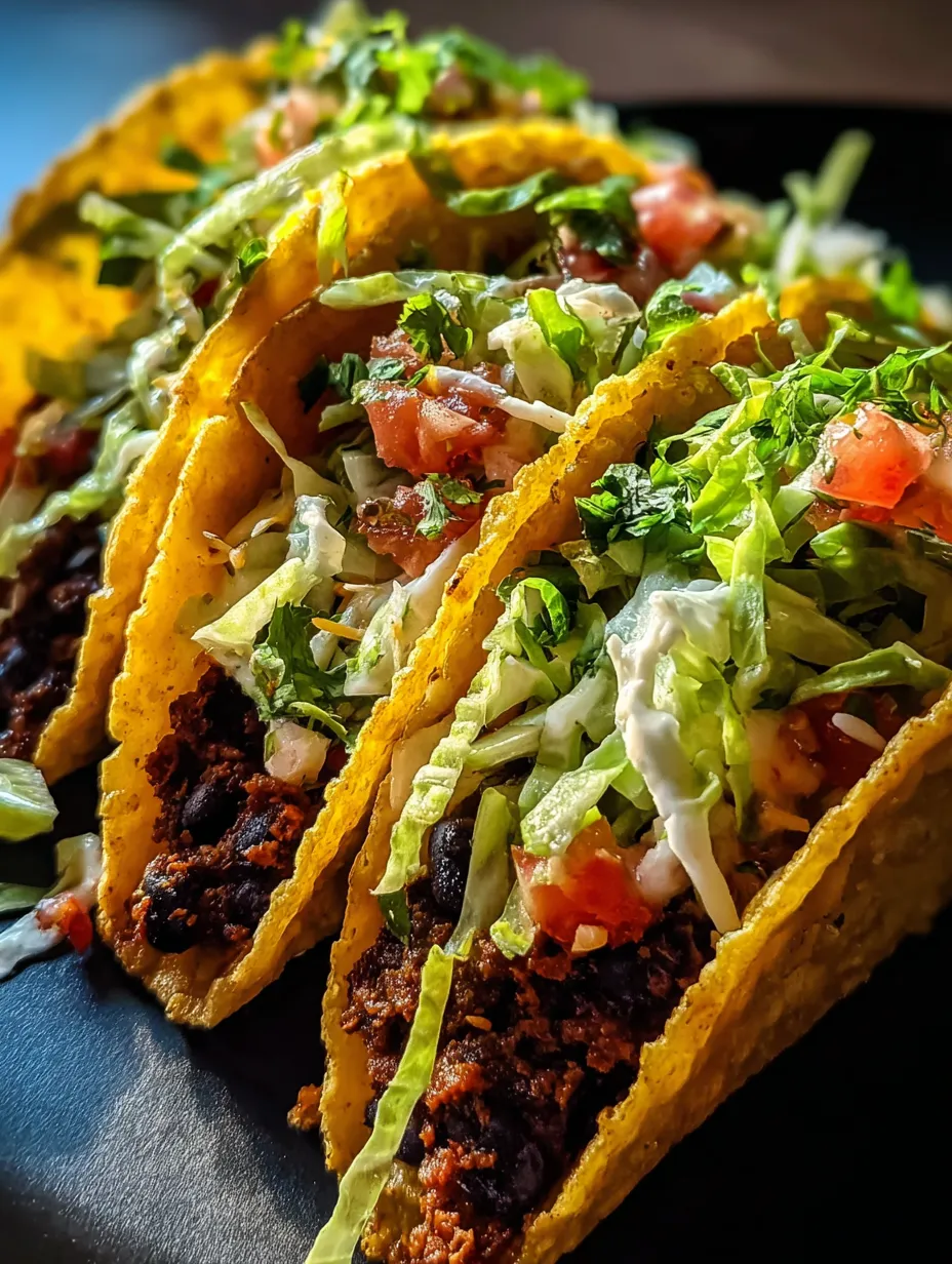 Zwei Tacos mit grünem Salat und Tomaten auf einem Tisch.