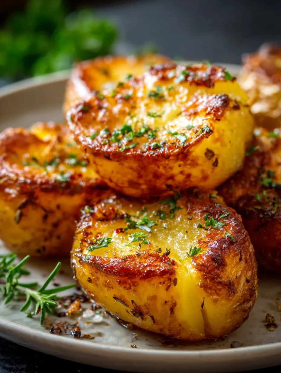 Eine Platte mit gegrillten Kartoffeln, die mit Parsley garniert sind.