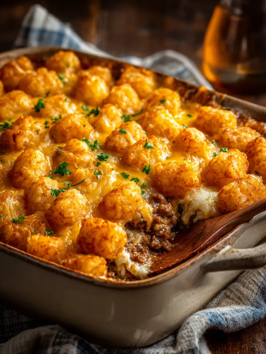 Ein Töpfchen mit Tater Tot-Toppings auf einem Tisch.