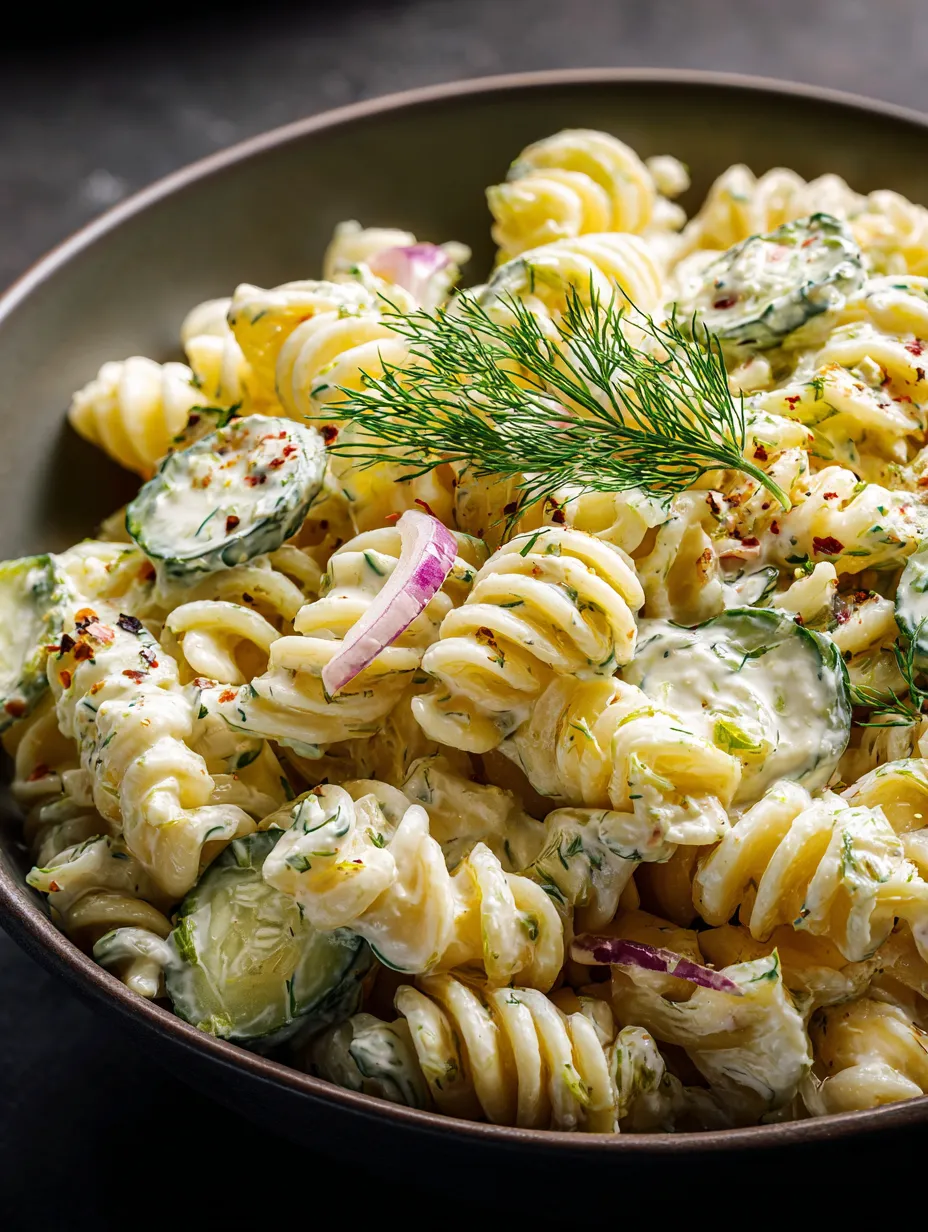 Ein Bild von einer Schüssel mit Pasta, Zucchini, Onion und Parsley.