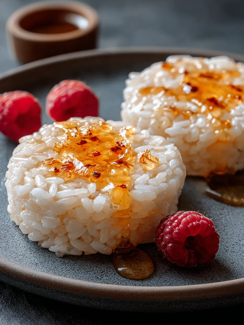 Rice mit Sauce auf einem Plate.
