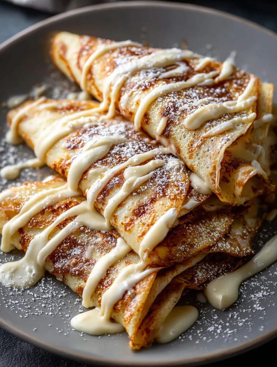 Eine Platte mit Pancakes, die mit Butter und Zucker bestrichen sind.