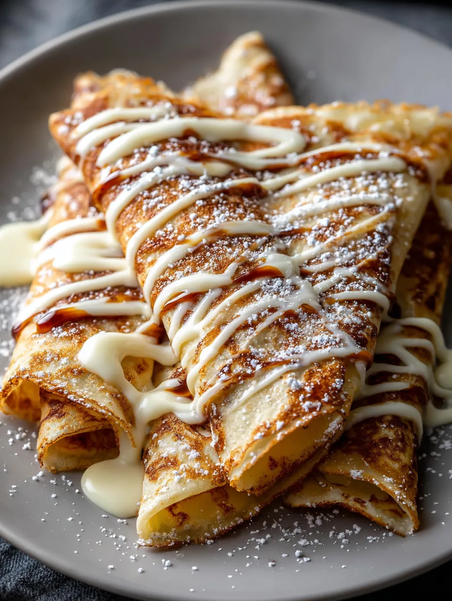 Eine Platte mit Pancakes, die mit Butter und Zucker bestrichen sind.