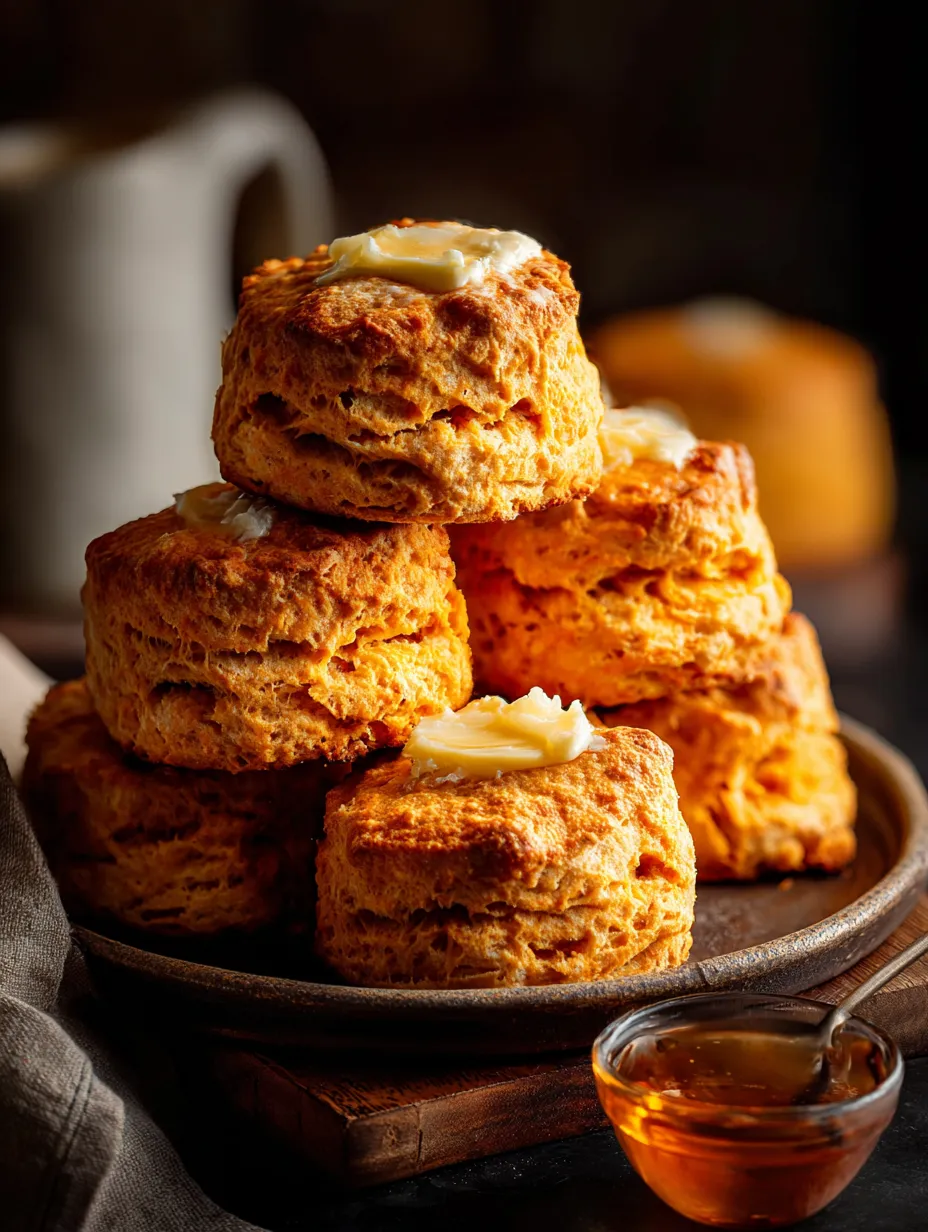 Eine Platte mit sechs zutrauten, leicht gebackenen, frischen Pfannkuchen, die mit Butter und Zucker garniert sind.