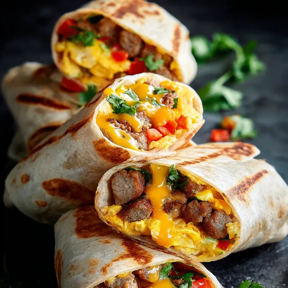 Ein Ei-Omelett in einer Tortilla.