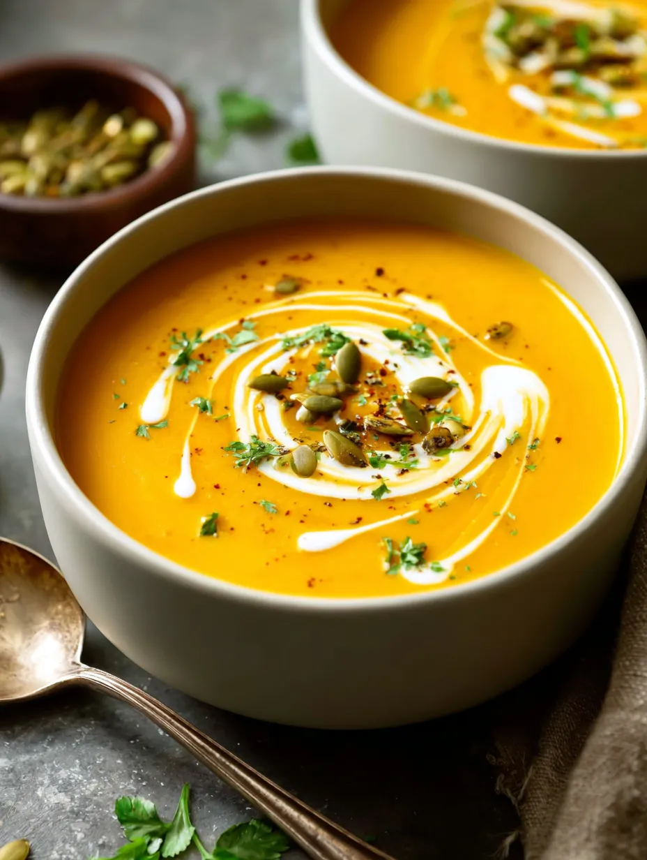 Ein wei&szlig;er Becher mit einer cremigen Suppe, die mit Pumpfleisch, Gew&uuml;rzen und Kr&auml;utern zubereitet wurde.