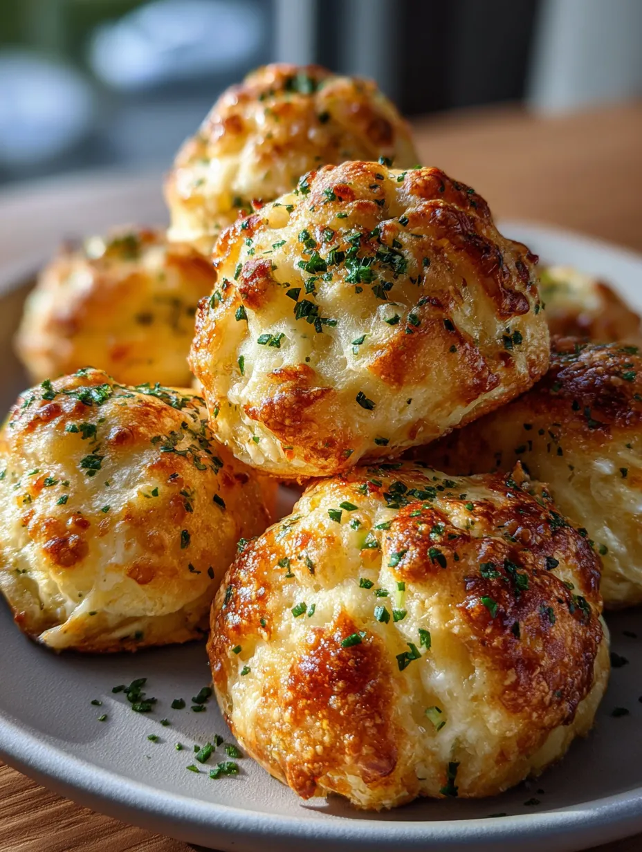 Eine Platte mit sechs knusprigen, grün garnierten Käsekugeln auf einem Teller.