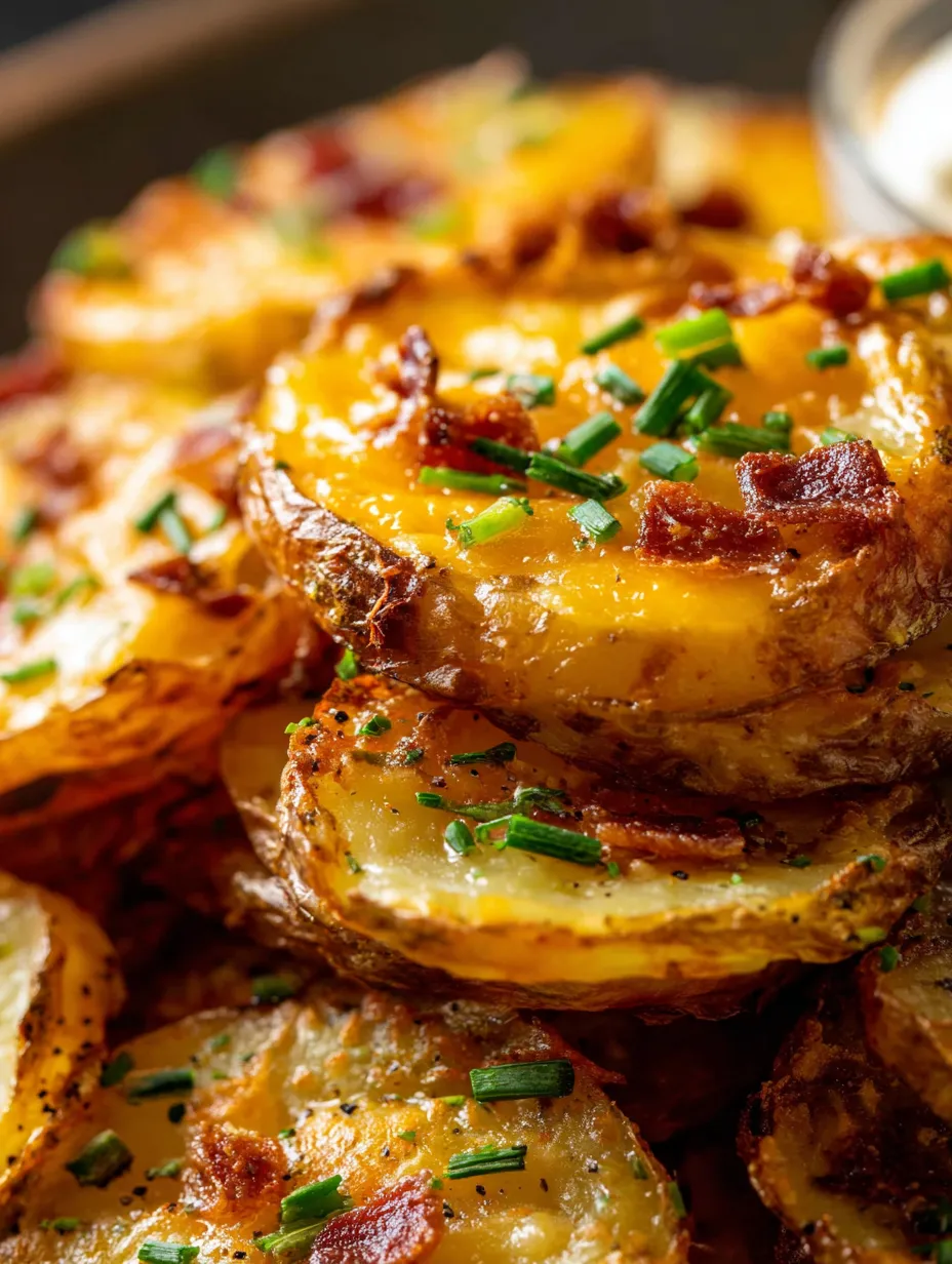 Eine Schüssel mit gegrillten Kartoffeln, die mit Bacon und Zwiebeln garniert sind.
