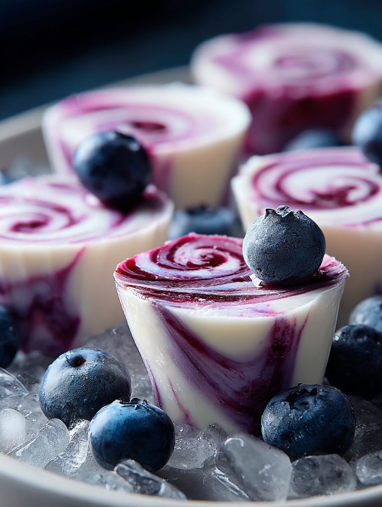 Blaubeer Häppchen auf einem Teller