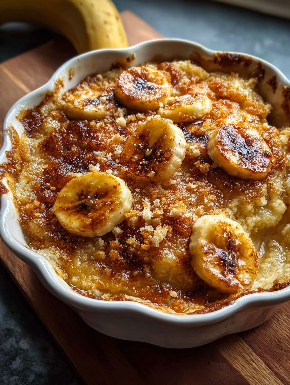 Eine Schüssel mit Bananenauflauf.