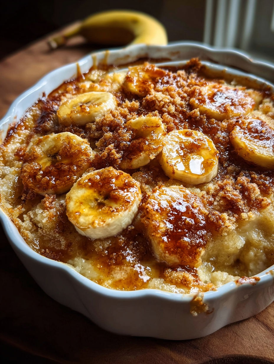 Eine Schüssel mit Bananenauflauf.