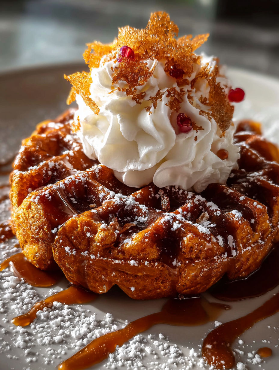 Fluffige Lebkuchenwaffeln mit Sahne.