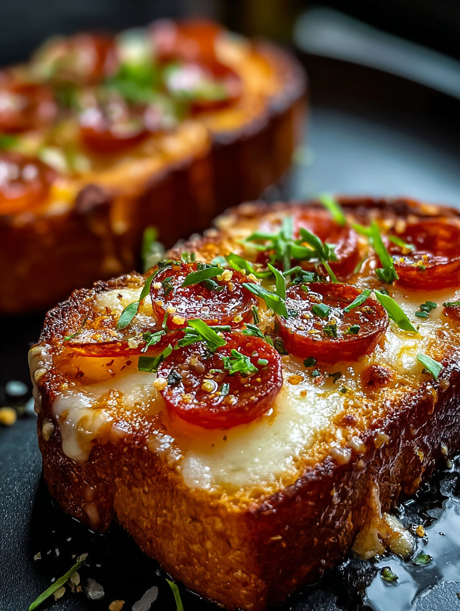 Eine Scheibe Texas Toast Pizza im Airfryer.