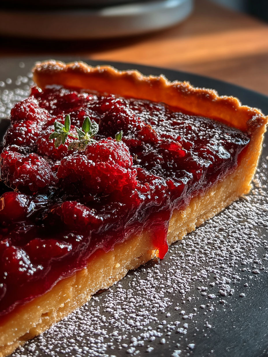 Ein Stück Cranberry-Orange Tarte