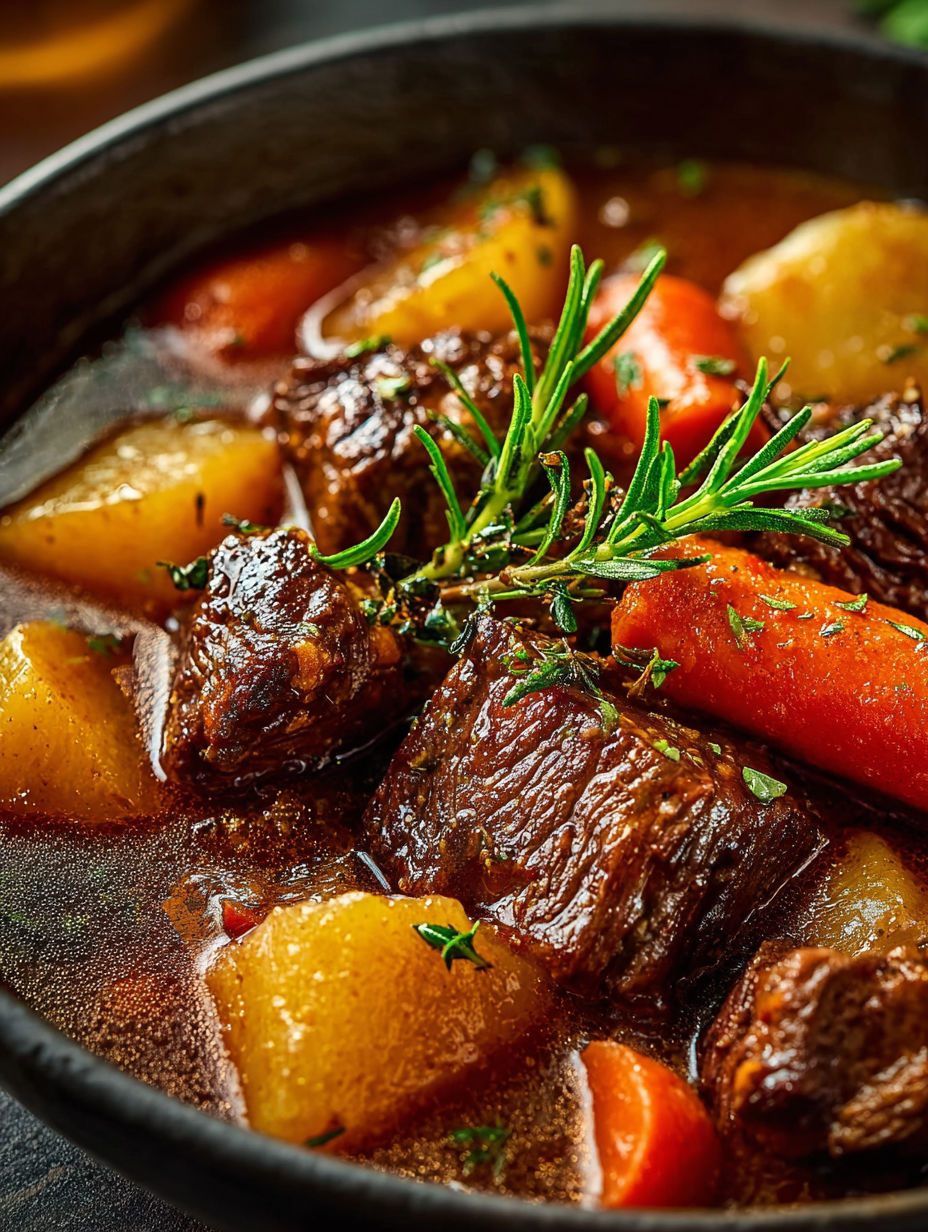 Eine Schüssel mit Fleisch und Gemüse.