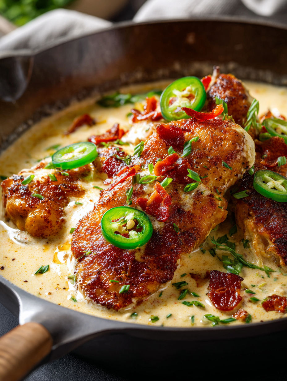 Hühnchen mit Jalapeños oben drauf.