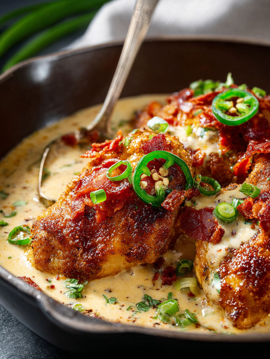 Nahaufnahme eines Jalapeño-Popper-Hähnchens.