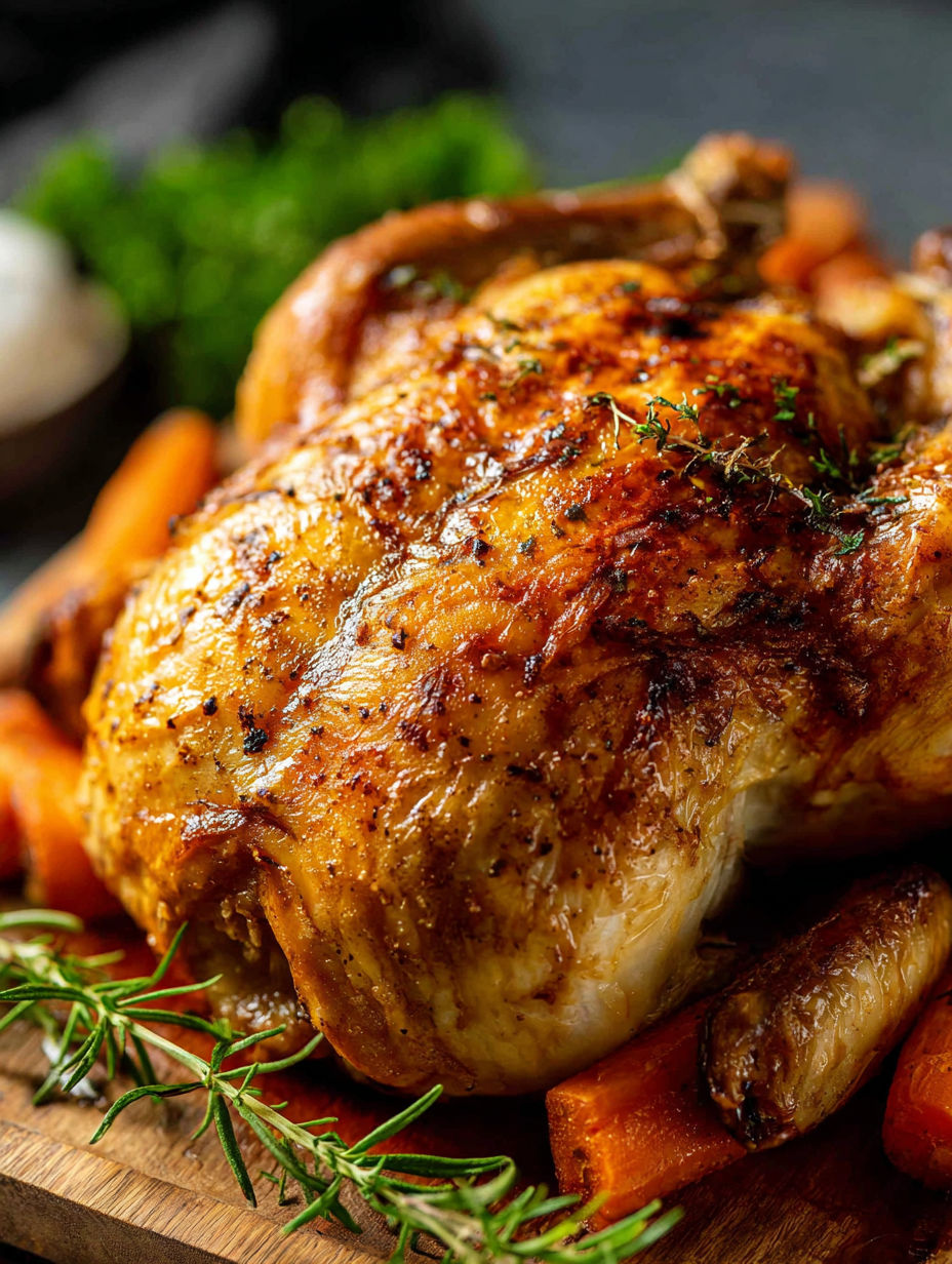 Geröstetes Huhn mit Kräutern und Gewürzen.