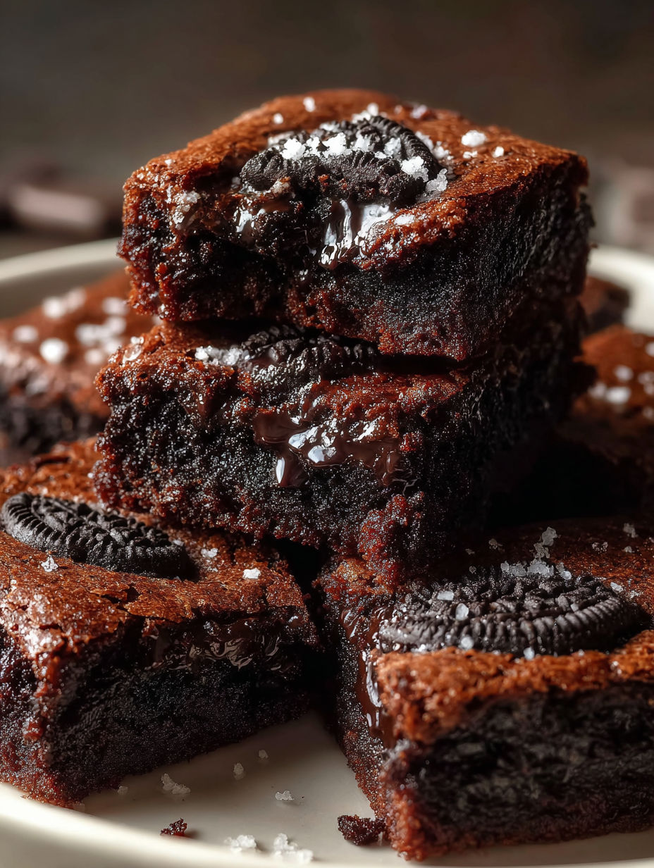 Ein Teller mit Oreo-Brownie-Cookies.
