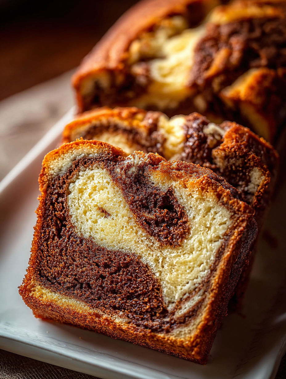 Ein Stück Bananenbrot mit Zimt-Schicht.