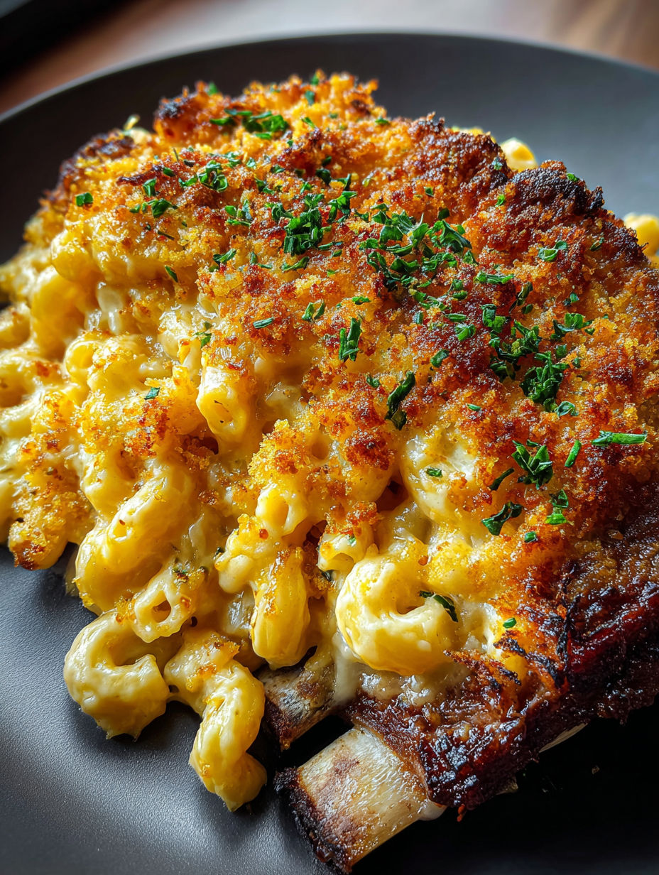 Rippchen mit Mac and Cheese drauf