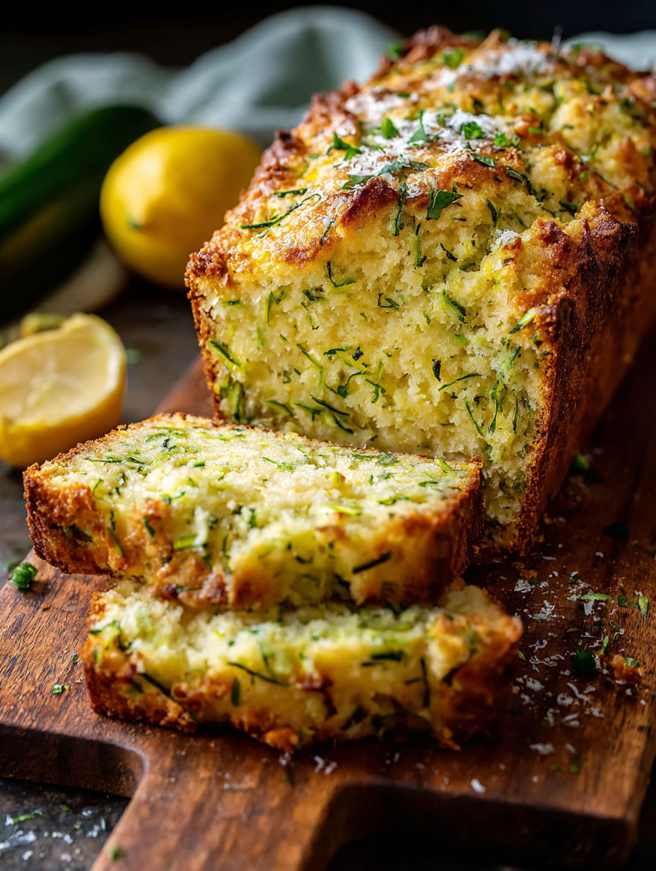 Scheibe Limoncello-Zucchini-Ricotta-Brot.